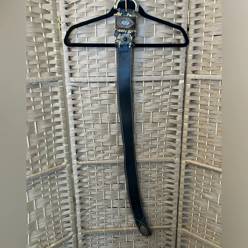 Vintage BluTang Leather & Reptile Skin Wide Belt